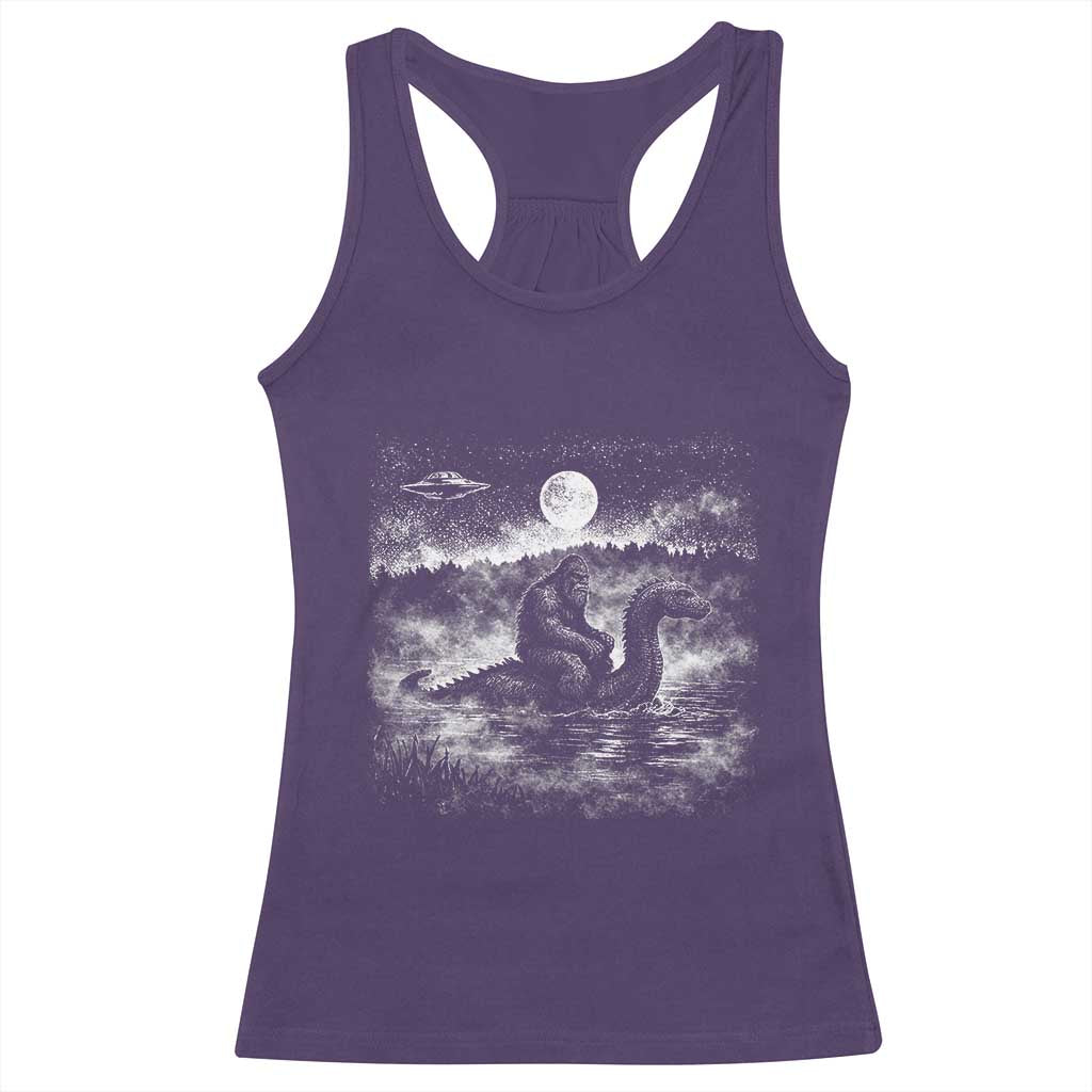 Bigfoot Loch Ness Monster Racerback Tank Top Funny Retro Sasquatch Nessie Funny Cryptid Vintage Graphic