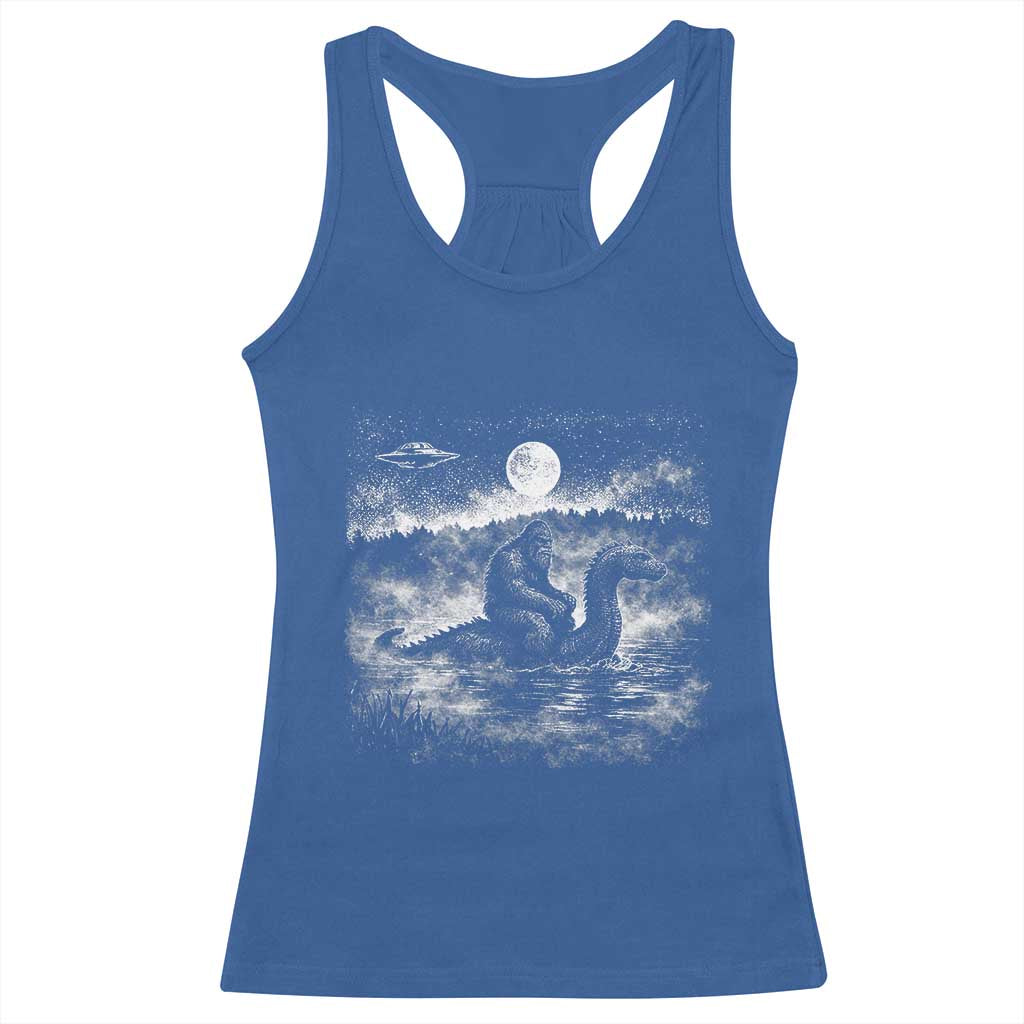 Bigfoot Loch Ness Monster Racerback Tank Top Funny Retro Sasquatch Nessie Funny Cryptid Vintage Graphic