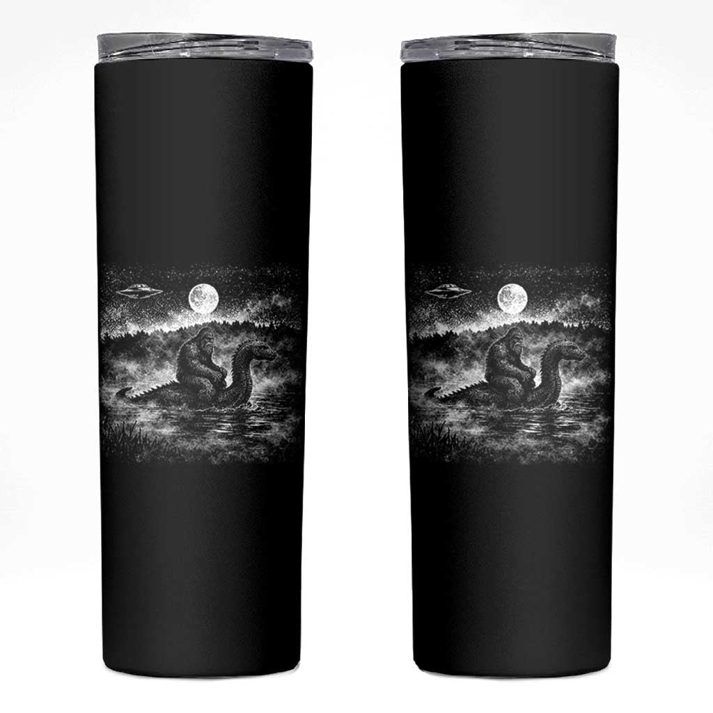 Bigfoot Loch Ness Monster Skinny Tumbler Funny Retro Sasquatch Nessie Funny Cryptid Vintage Graphic