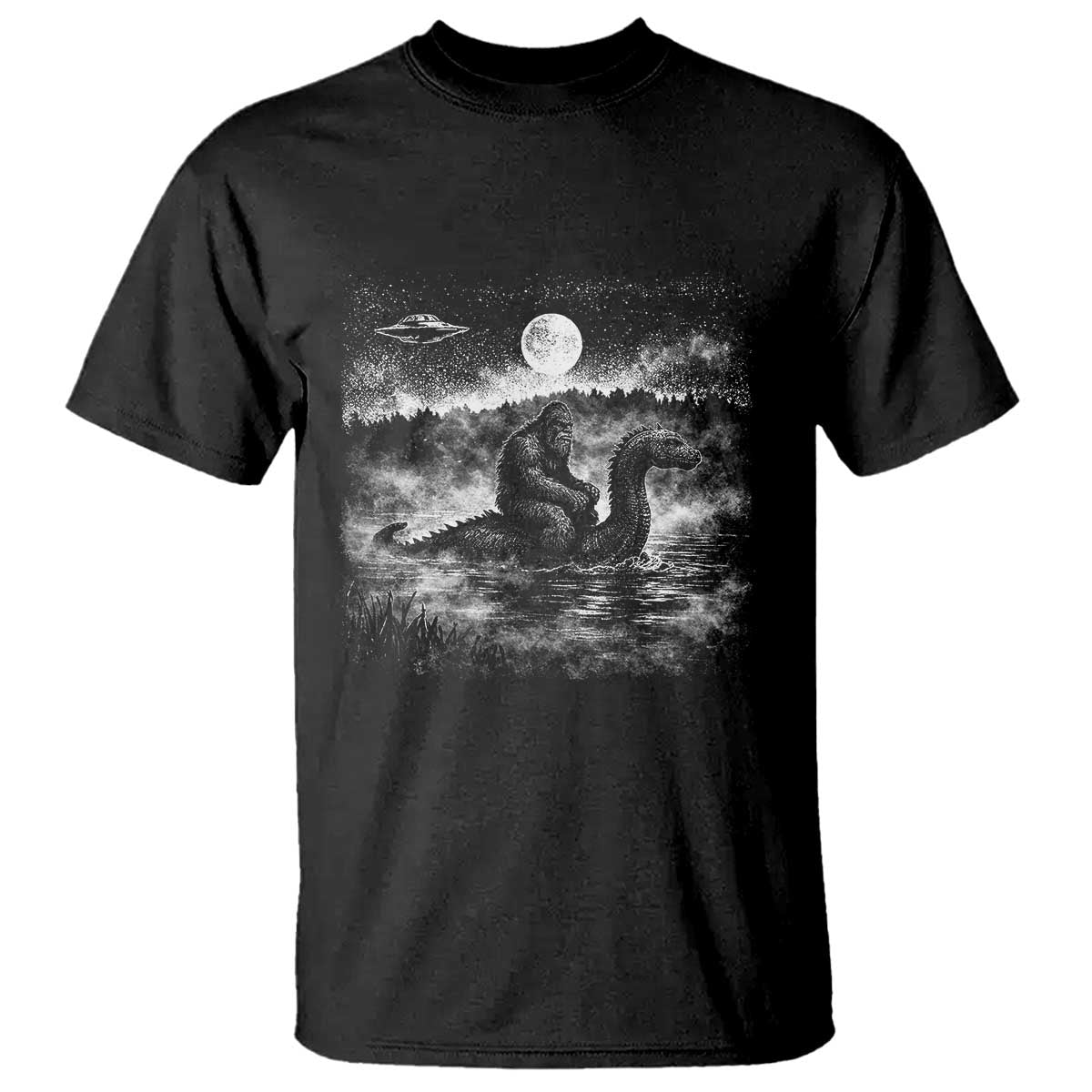 Bigfoot Loch Ness Monster T Shirt Funny Retro Sasquatch Nessie Funny Cryptid Vintage Graphic