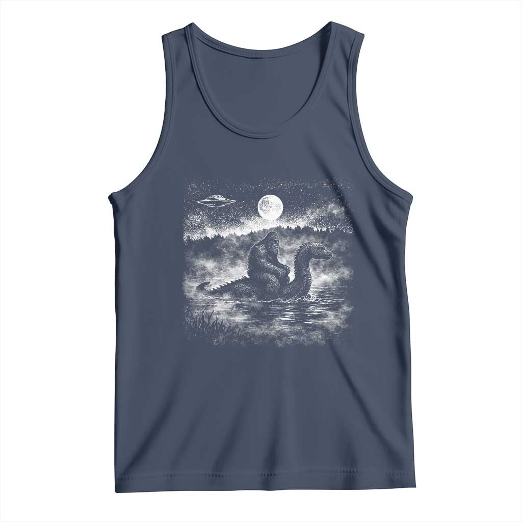 Bigfoot Loch Ness Monster Tank Top Funny Retro Sasquatch Nessie Funny Cryptid Vintage Graphic