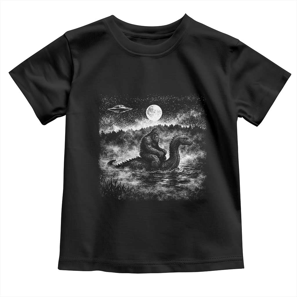 Bigfoot Loch Ness Monster Toddler T Shirt Funny Retro Sasquatch Nessie Funny Cryptid Vintage Graphic