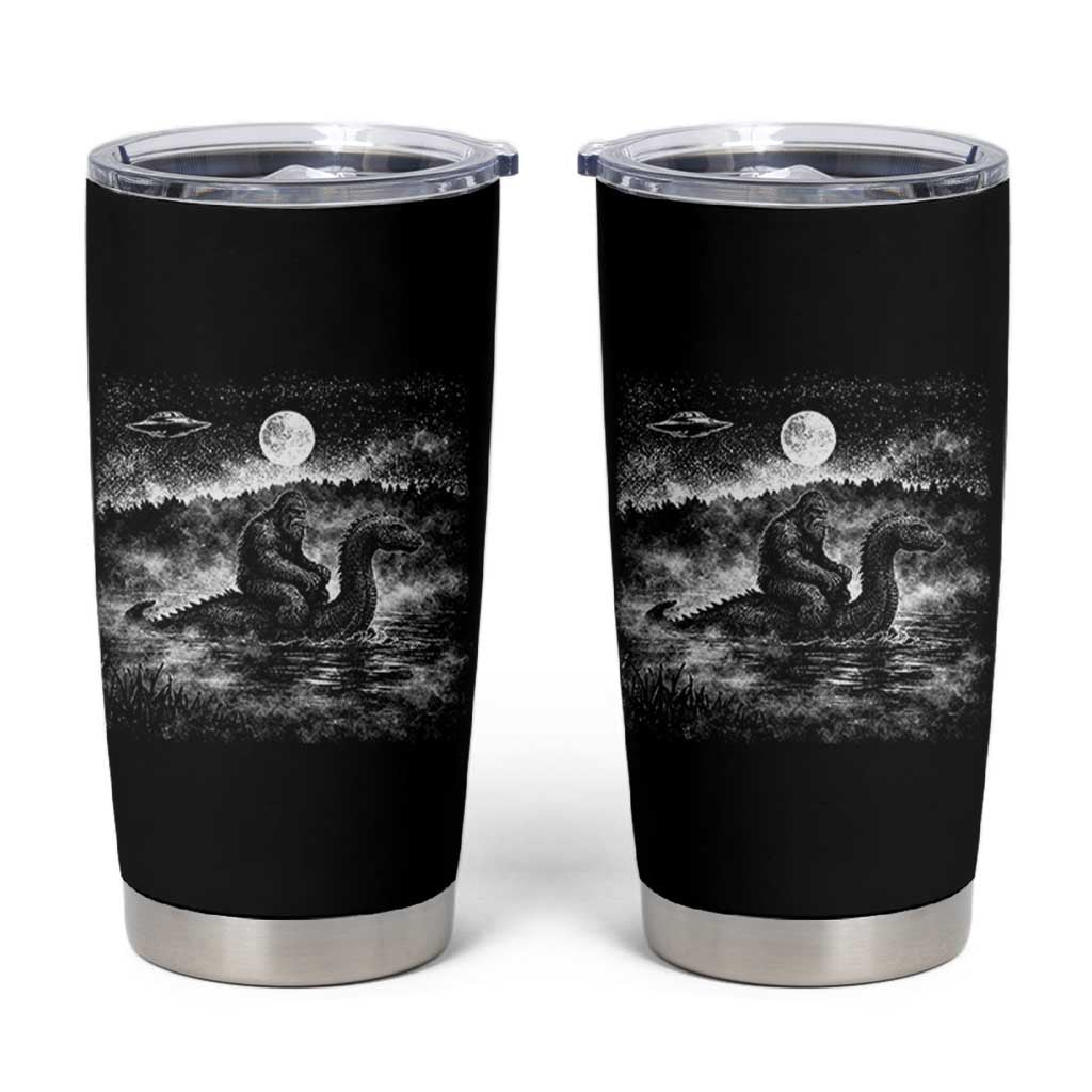 Bigfoot Loch Ness Monster Tumbler Cup Funny Retro Sasquatch Nessie Funny Cryptid Vintage Graphic
