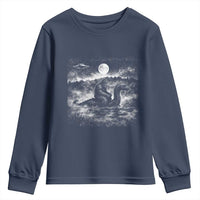 Bigfoot Loch Ness Monster Youth Sweatshirt Funny Retro Sasquatch Nessie Funny Cryptid Vintage Graphic