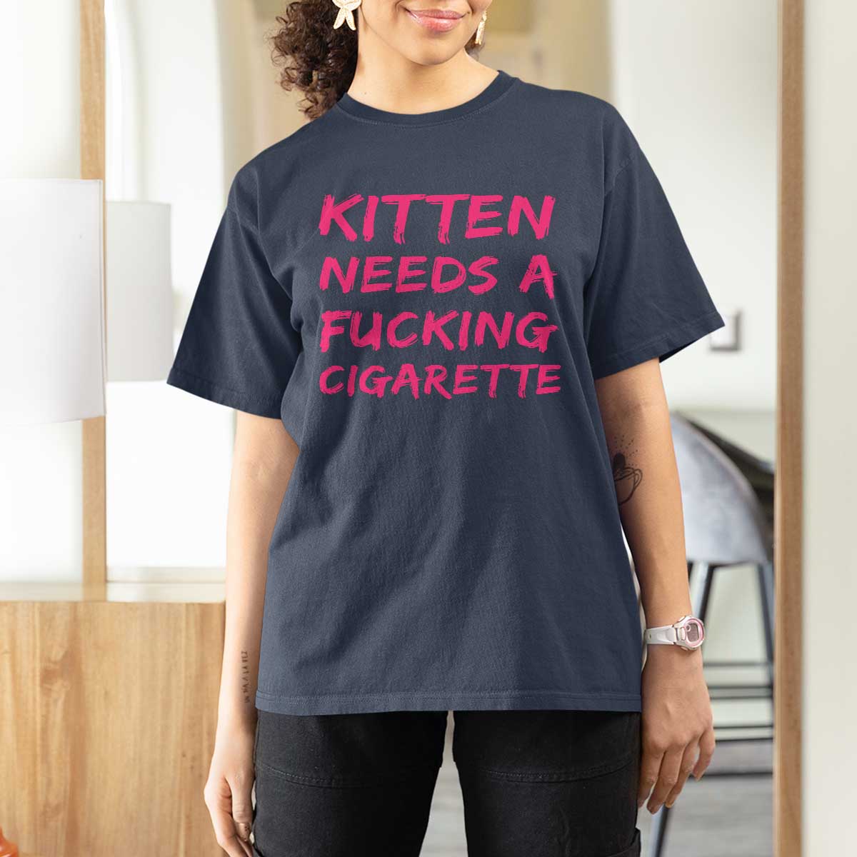 Kitten Needs A Fucking Cigarette T Shirt For Women Funny Cat Joke Cat Meme