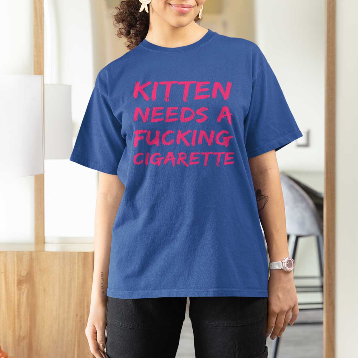 Kitten Needs A Fucking Cigarette T Shirt For Women Funny Cat Joke Cat Meme