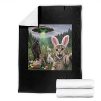 Funny Easter Day Throw Blanket Cat Selfie With Bunny Bigfoot UFO Bunny Egg