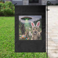 Funny Easter Day Garden Flag Cat Selfie With Bunny Bigfoot UFO Bunny Egg