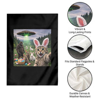 Funny Easter Day Garden Flag Cat Selfie With Bunny Bigfoot UFO Bunny Egg