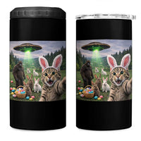 Funny Easter Day 4 in 1 Can Cooler Tumbler Cat Selfie With Bunny Bigfoot UFO Bunny Egg