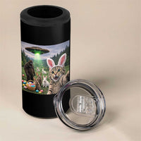Funny Easter Day 4 in 1 Can Cooler Tumbler Cat Selfie With Bunny Bigfoot UFO Bunny Egg
