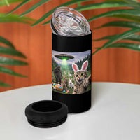 Funny Easter Day 4 in 1 Can Cooler Tumbler Cat Selfie With Bunny Bigfoot UFO Bunny Egg