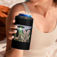 Funny Easter Day 4 in 1 Can Cooler Tumbler Cat Selfie With Bunny Bigfoot UFO Bunny Egg