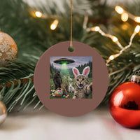 Funny Easter Day Ceramic Ornament Cat Selfie With Bunny Bigfoot UFO Bunny Egg