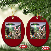 Funny Easter Day Ceramic Ornament Cat Selfie With Bunny Bigfoot UFO Bunny Egg