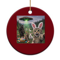 Funny Easter Day Ceramic Ornament Cat Selfie With Bunny Bigfoot UFO Bunny Egg