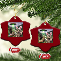 Funny Easter Day Ceramic Ornament Cat Selfie With Bunny Bigfoot UFO Bunny Egg