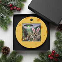 Funny Easter Day Ceramic Ornament Cat Selfie With Bunny Bigfoot UFO Bunny Egg