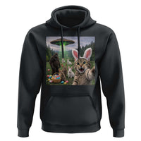 Funny Easter Day Hoodie Cat Selfie With Bunny Bigfoot UFO Bunny Egg