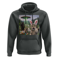 Funny Easter Day Hoodie Cat Selfie With Bunny Bigfoot UFO Bunny Egg