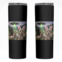 Funny Easter Day Skinny Tumbler Cat Selfie With Bunny Bigfoot UFO Bunny Egg
