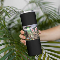 Funny Easter Day Skinny Tumbler Cat Selfie With Bunny Bigfoot UFO Bunny Egg