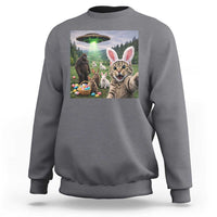 Funny Easter Day Sweatshirt Cat Selfie With Bunny Bigfoot UFO Bunny Egg