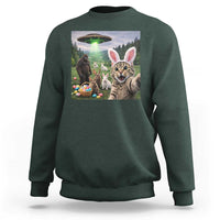 Funny Easter Day Sweatshirt Cat Selfie With Bunny Bigfoot UFO Bunny Egg
