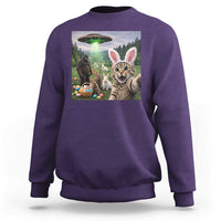 Funny Easter Day Sweatshirt Cat Selfie With Bunny Bigfoot UFO Bunny Egg
