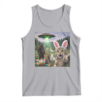 Funny Easter Day Tank Top Cat Selfie With Bunny Bigfoot UFO Bunny Egg