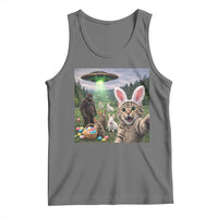 Funny Easter Day Tank Top Cat Selfie With Bunny Bigfoot UFO Bunny Egg