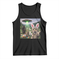 Funny Easter Day Tank Top Cat Selfie With Bunny Bigfoot UFO Bunny Egg