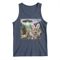 Funny Easter Day Tank Top Cat Selfie With Bunny Bigfoot UFO Bunny Egg