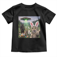 Funny Easter Day Toddler T Shirt Cat Selfie With Bunny Bigfoot UFO Bunny Egg