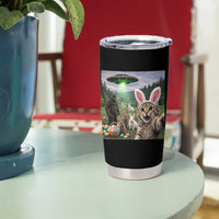 Funny Easter Day Tumbler Cup Cat Selfie With Bunny Bigfoot UFO Bunny Egg