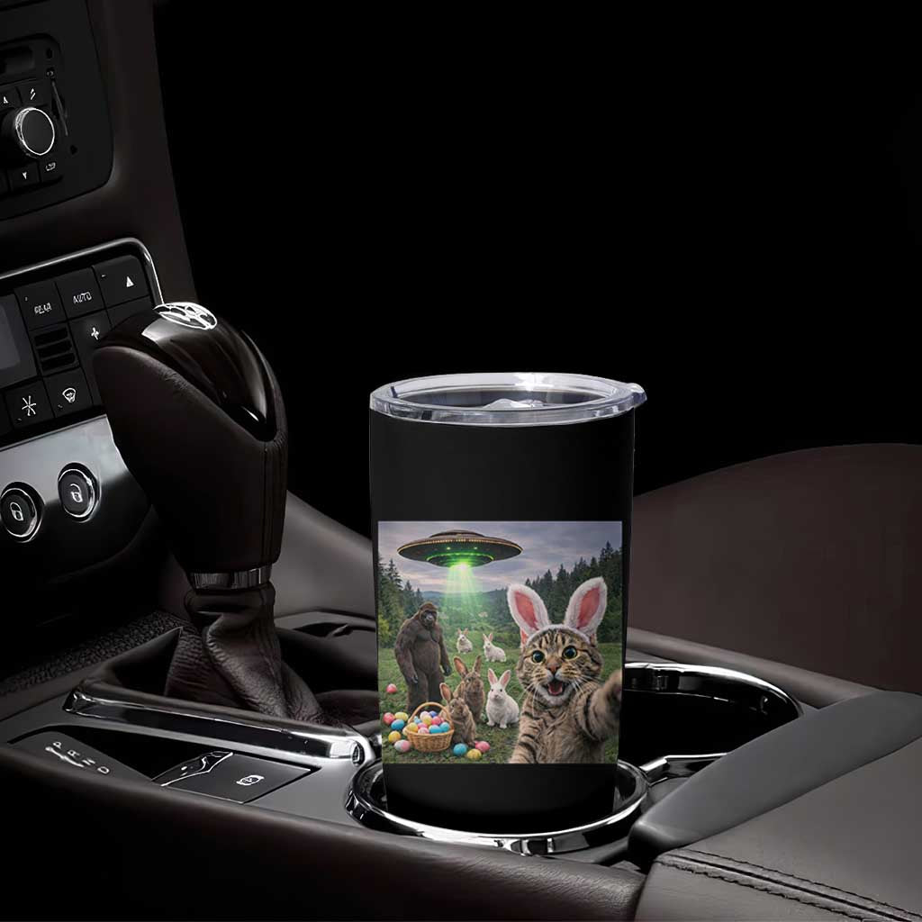 Funny Easter Day Tumbler Cup Cat Selfie With Bunny Bigfoot UFO Bunny Egg