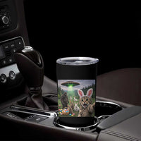 Funny Easter Day Tumbler Cup Cat Selfie With Bunny Bigfoot UFO Bunny Egg
