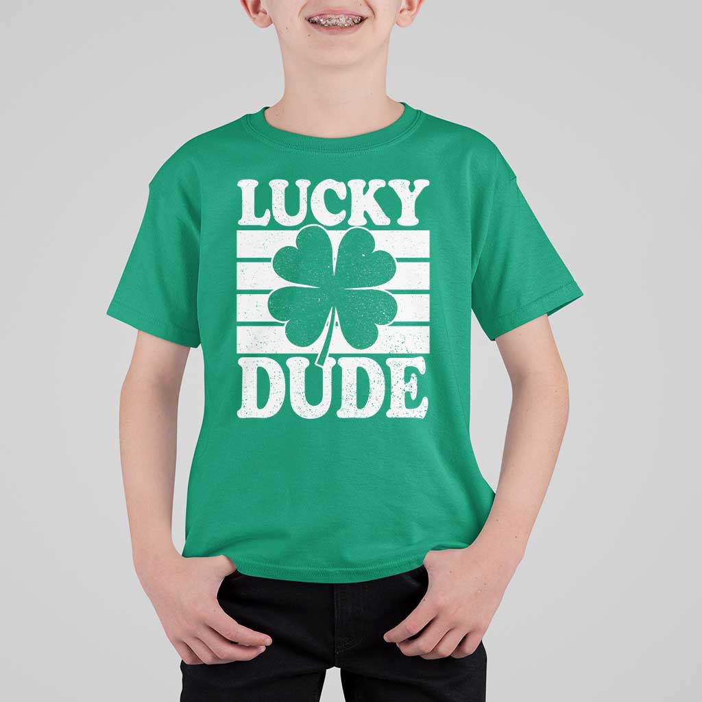 Funny Lucky Dude T Shirt For Kid Irish Boys St Patricks Day