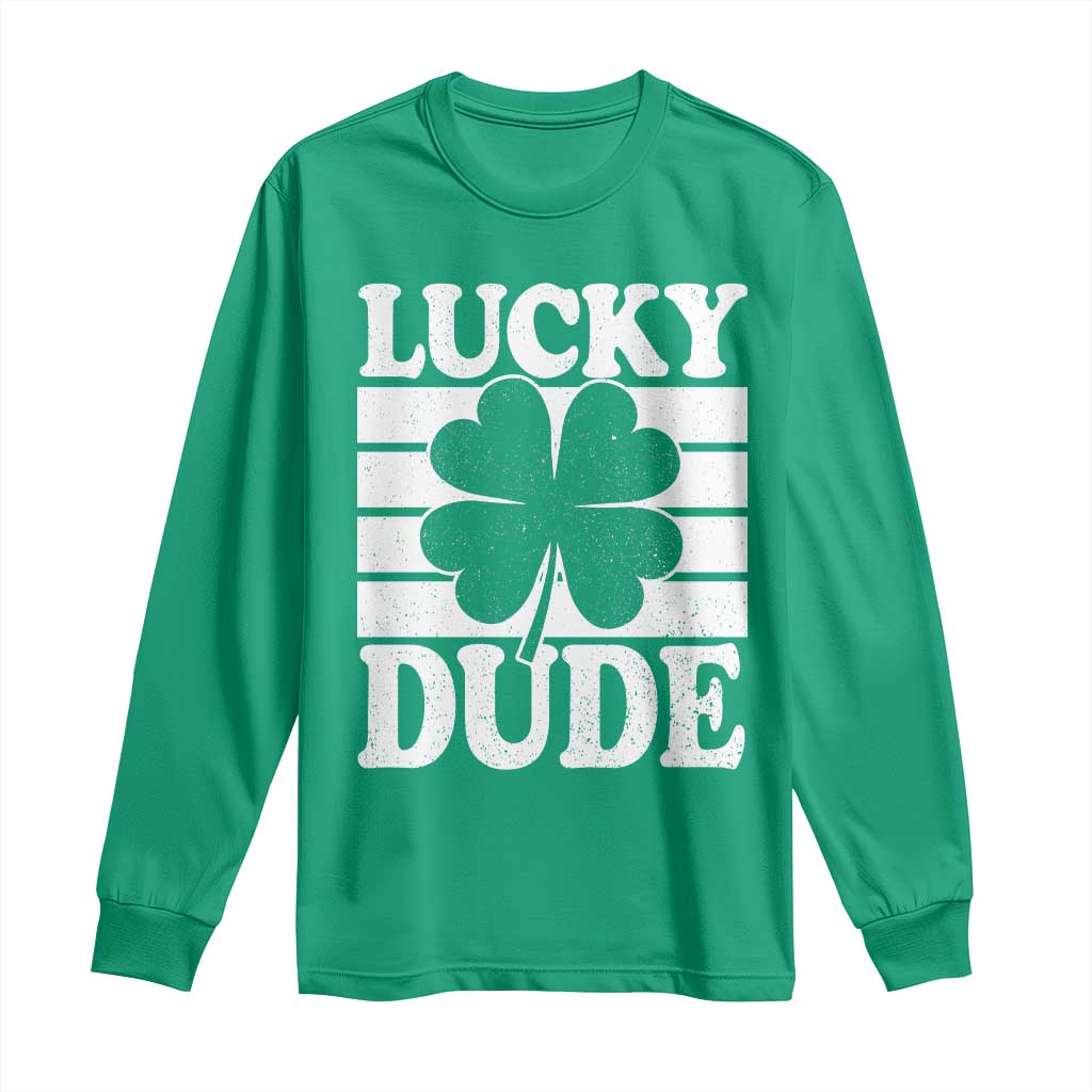 Funny Lucky Dude Long Sleeve Shirt Irish Boys St Patricks Day