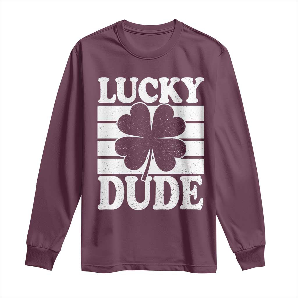 Funny Lucky Dude Long Sleeve Shirt Irish Boys St Patricks Day