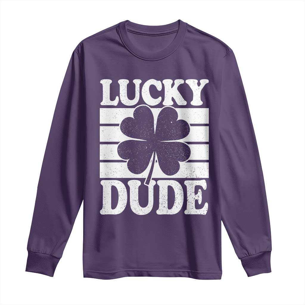 Funny Lucky Dude Long Sleeve Shirt Irish Boys St Patricks Day