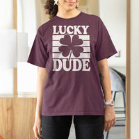 Funny Lucky Dude T Shirt For Women Irish Boys St Patricks Day