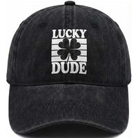 Funny Lucky Dude Washed Cotton Baseball Cap Irish Boys St Patricks Day