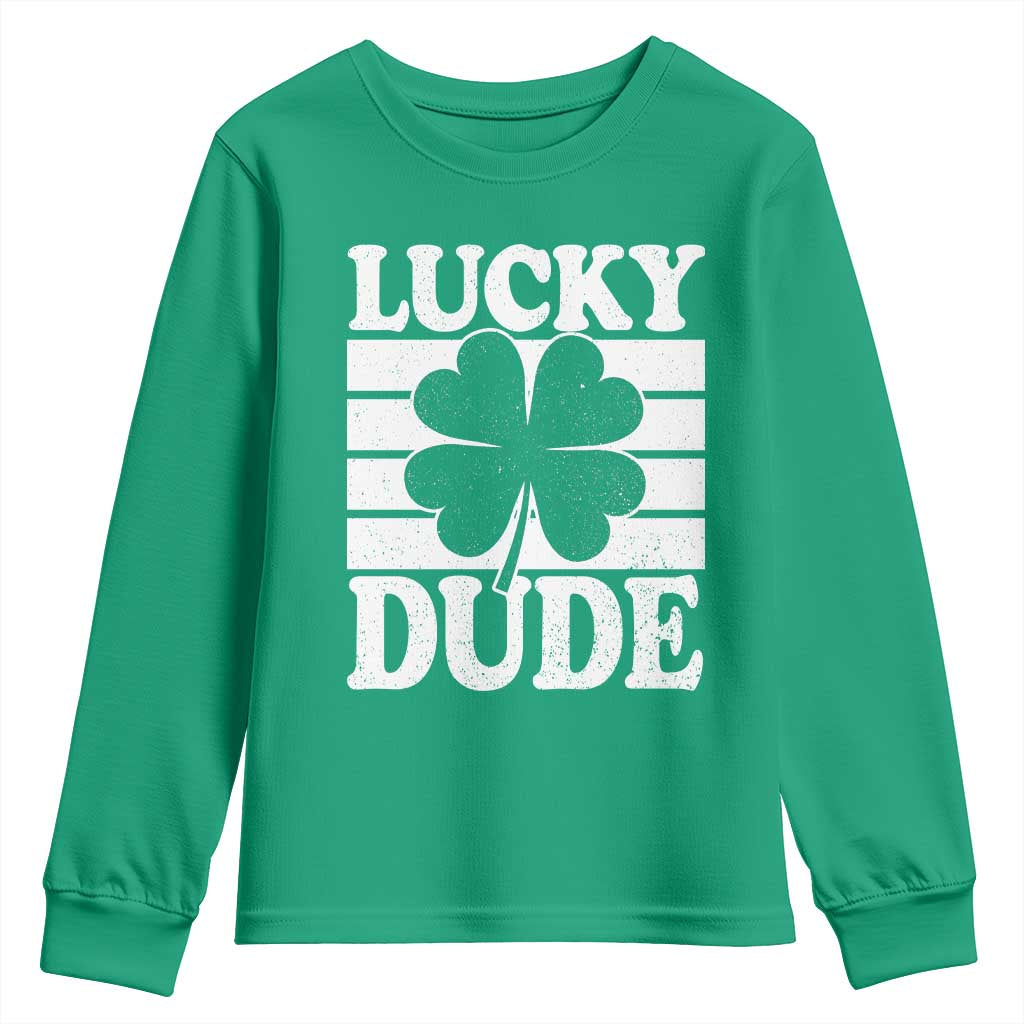 Funny Lucky Dude Youth Sweatshirt Irish Boys St Patricks Day