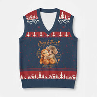 Cute Baby Monkey Punch V-Neck Knit Sweater Vest Adorable Emotional Graphic Little Punch