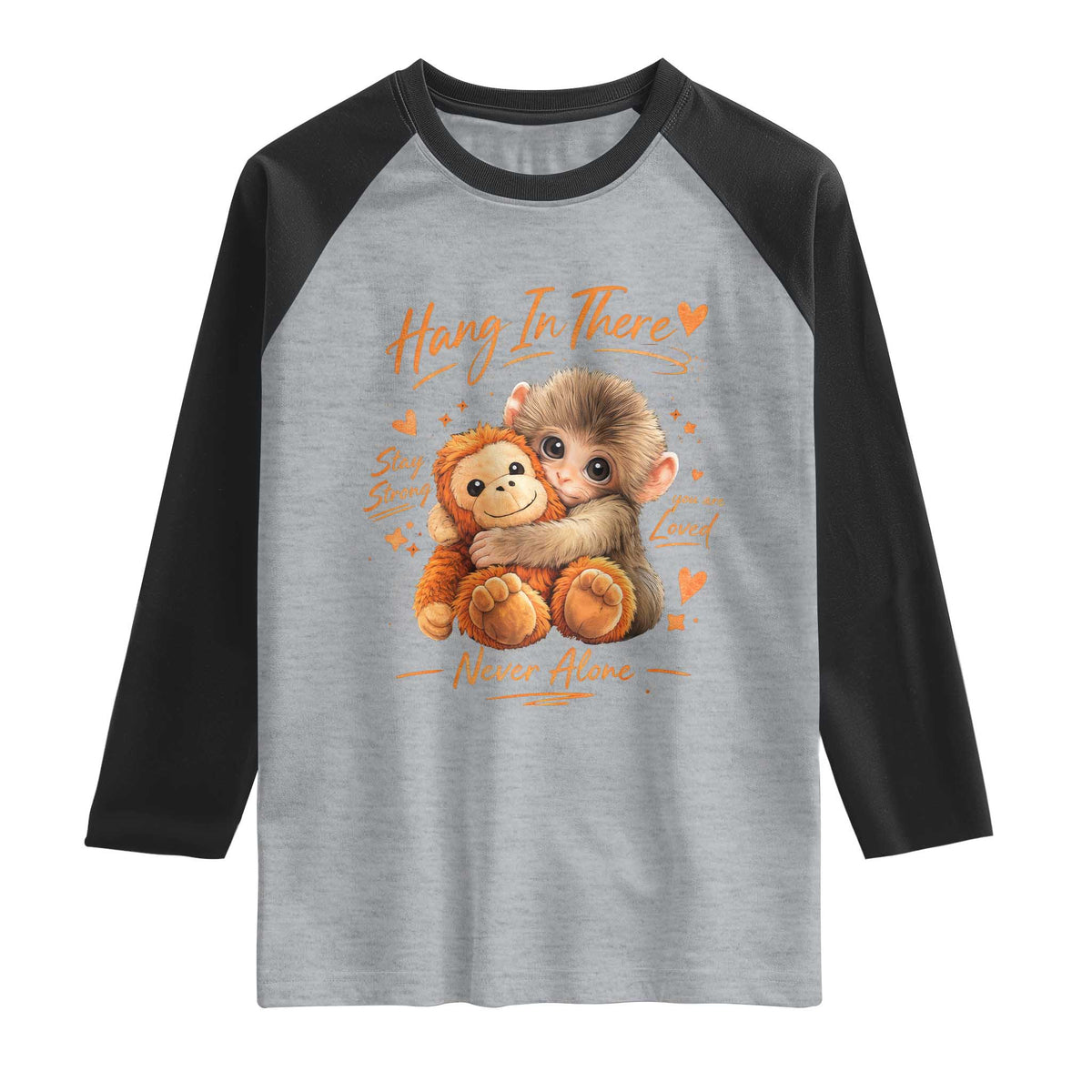 Cute Baby Monkey Punch Raglan Shirt Adorable Emotional Graphic Little Punch
