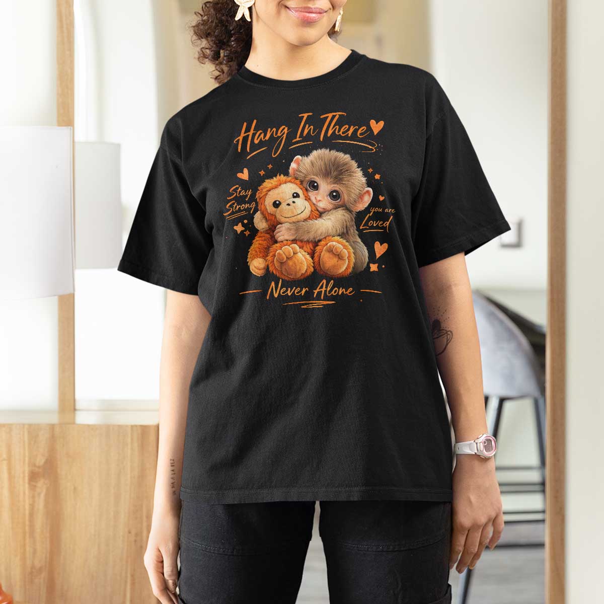 Cute Baby Monkey Punch T Shirt For Women Adorable Emotional Graphic Little Punch