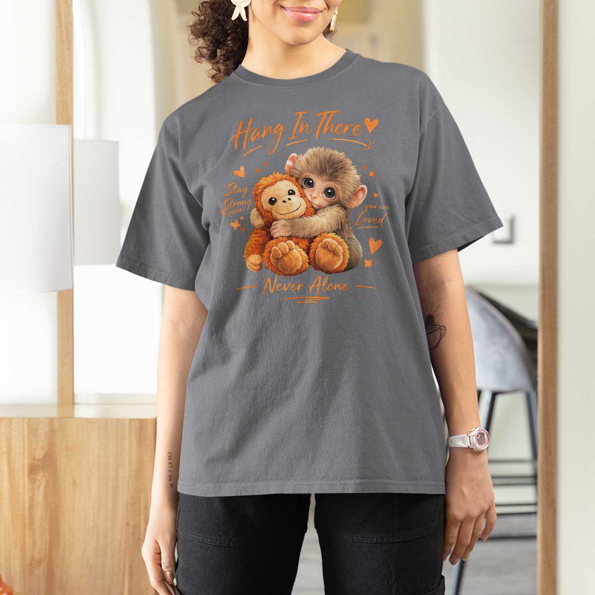 Cute Baby Monkey Punch T Shirt For Women Adorable Emotional Graphic Little Punch