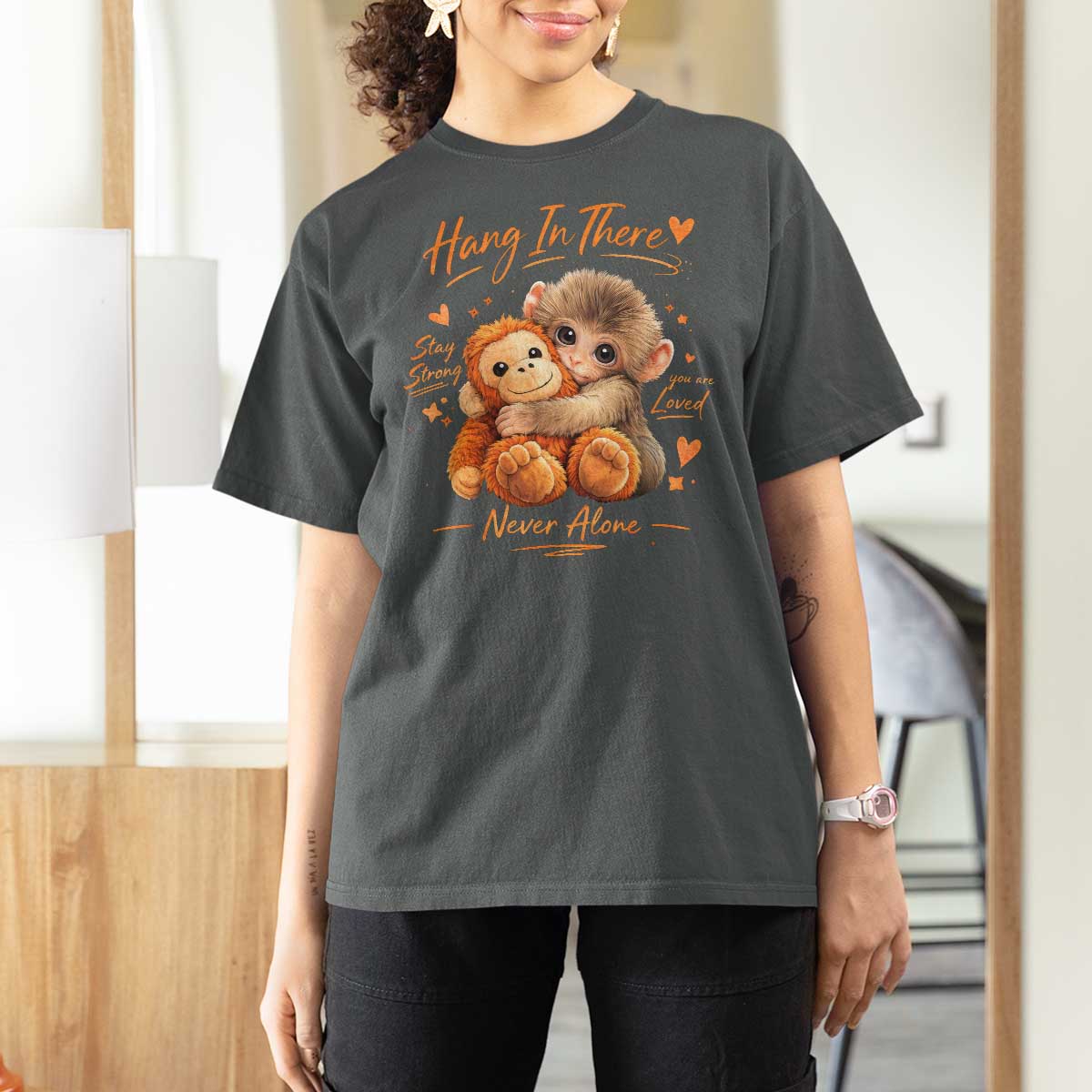 Cute Baby Monkey Punch T Shirt For Women Adorable Emotional Graphic Little Punch