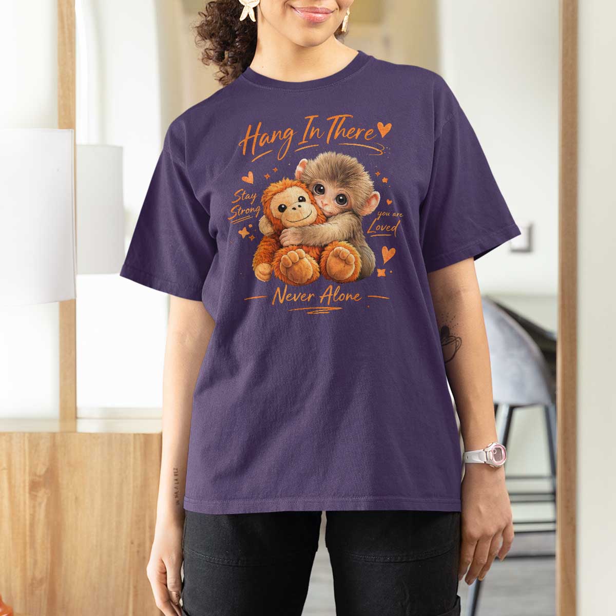 Cute Baby Monkey Punch T Shirt For Women Adorable Emotional Graphic Little Punch